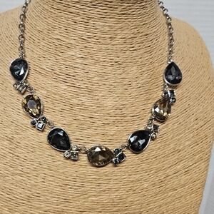JNY (Jones New York) Silver-tone Dual-colored Rhinestone Necklace